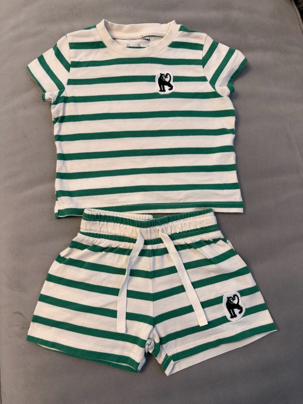MINI RODINI EXCELLENT CONDITION Panther Patch Shirt snd Short Set - Size 9-18m